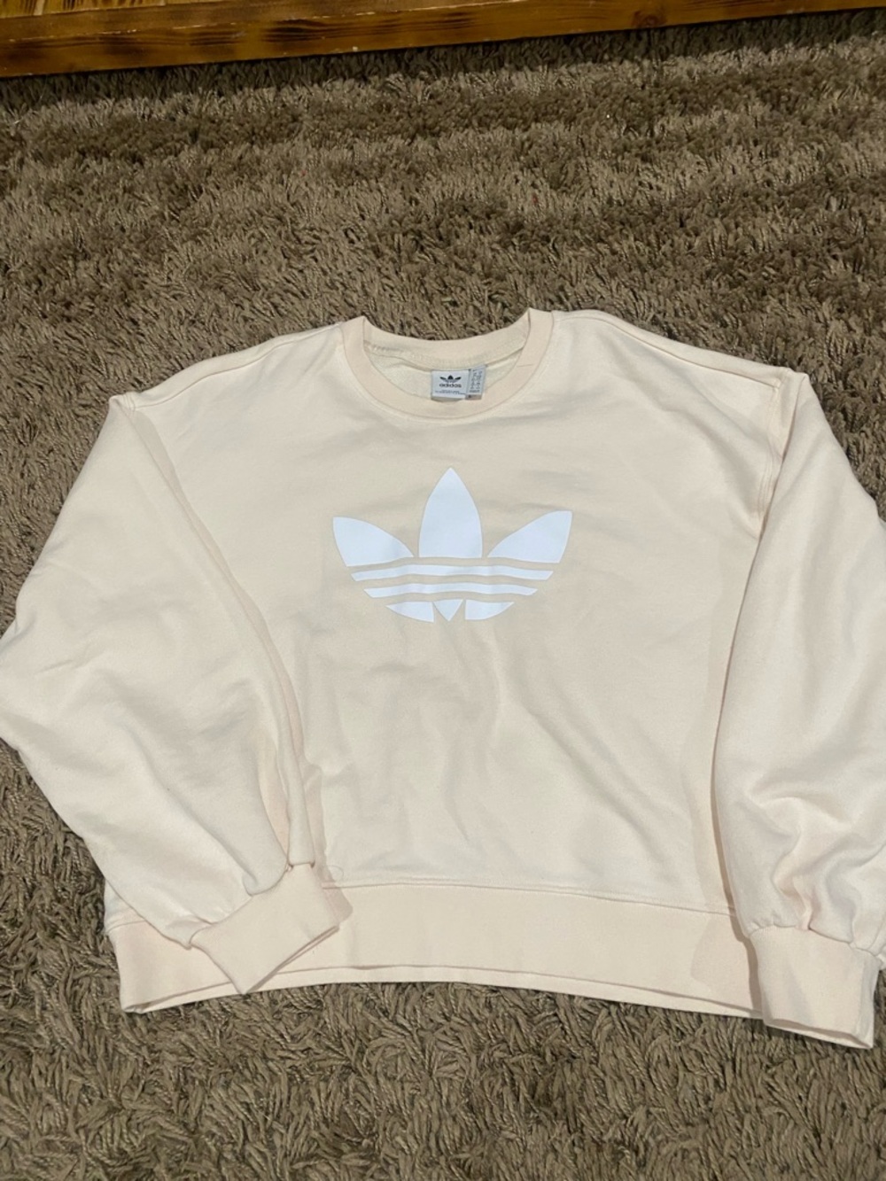 adidas Women's Pale Cream Crewneck Sweatshirt with White Trefoil